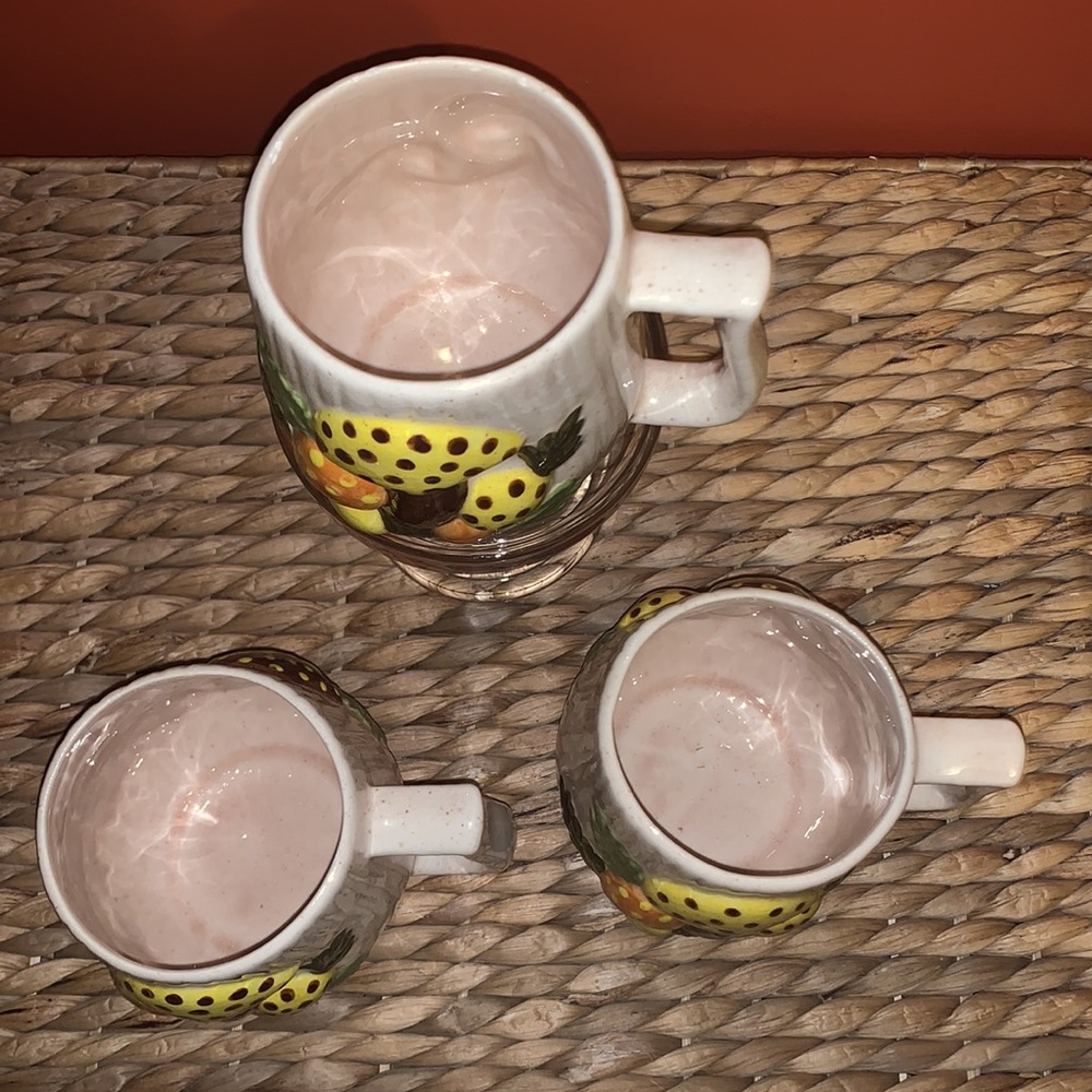 Set of 3 vintage 1979 AYNERS ceramic mushroom mugs - Picture 7 of 12